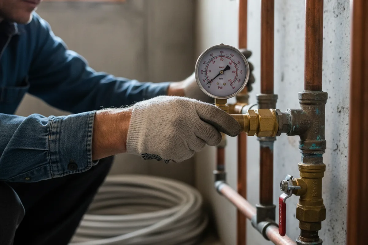 Pressure testing a repaired line during Water Line Repair in Drifton